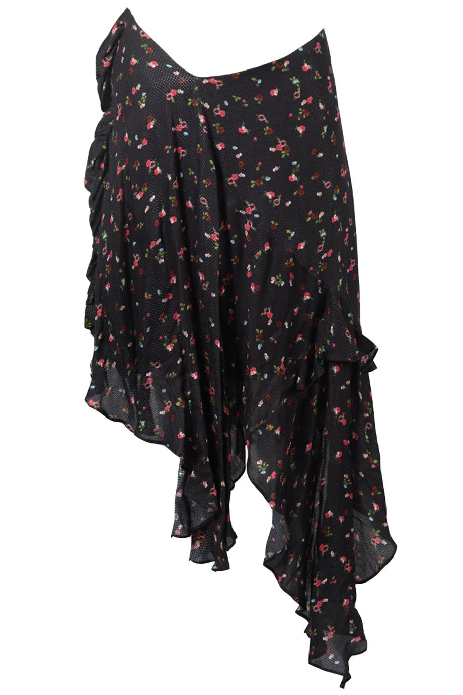 PREEN BY THORNTON BREGAZZI FLORAL PRINT SATIN MIDI SKIRT MEDIUM