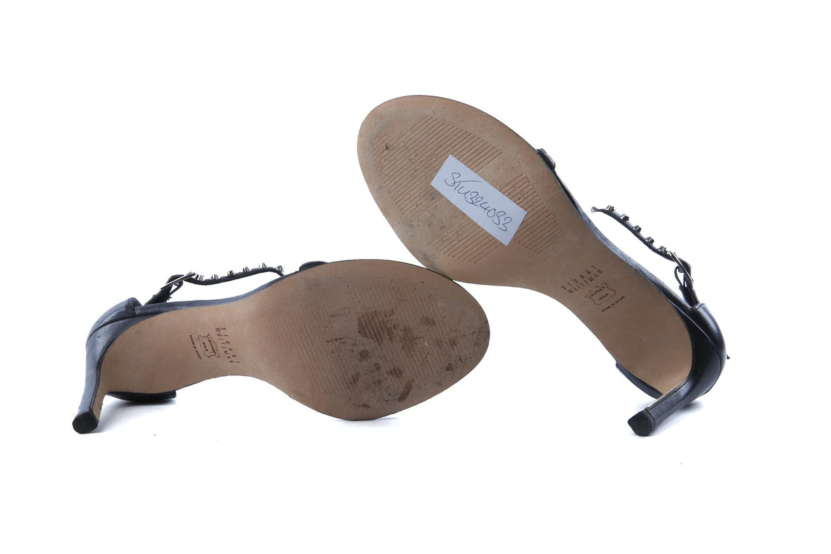 STUART WEITZMAN BLACK LEATHER SANDALS US 7.5 UK 4.5 EU 37.5