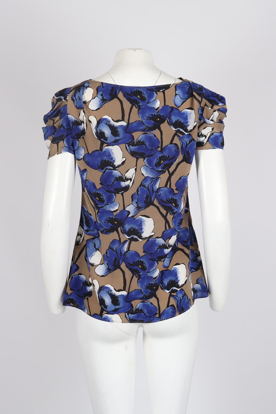 MOSCHINO CHEAP AND CHIC DRAPED FLORAL PRINT SILK BLOUSE IT 44 UK 12
