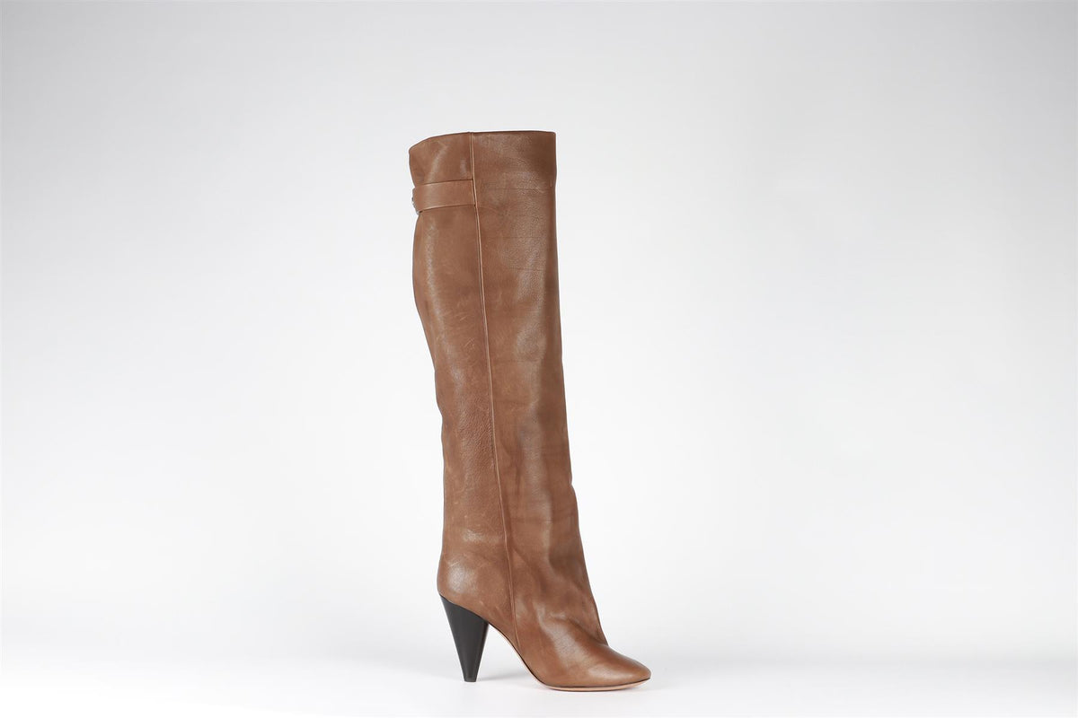 ISABEL MARANT BROWN LEATHER KNEE HIGH BOOTS EU 41 UK 8 US 11