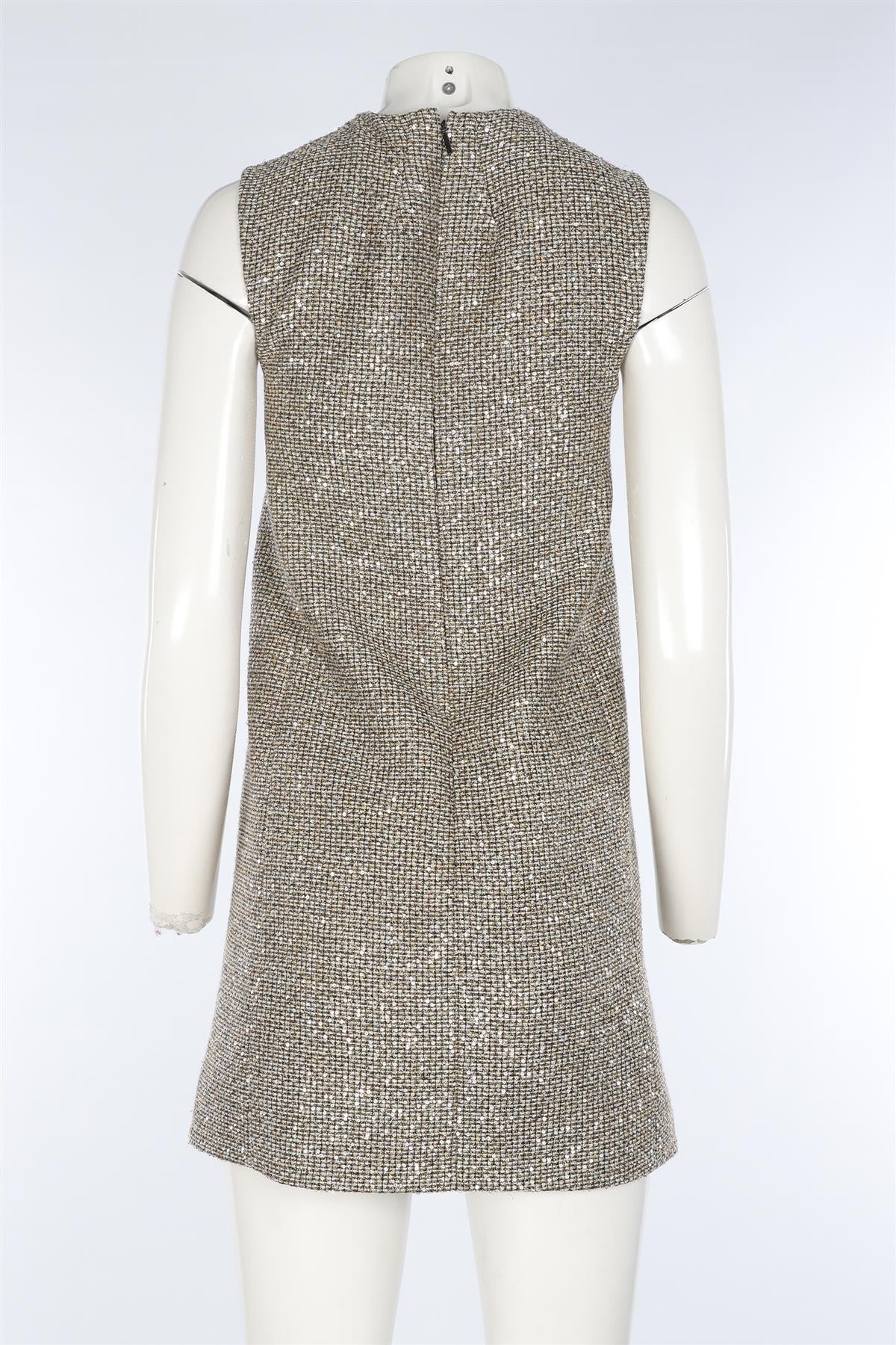 SAINT LAURENT GOLD COTTON MINI DRESS FR 34 UK 6