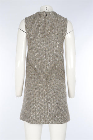 SAINT LAURENT GOLD COTTON MINI DRESS FR 34 UK 6