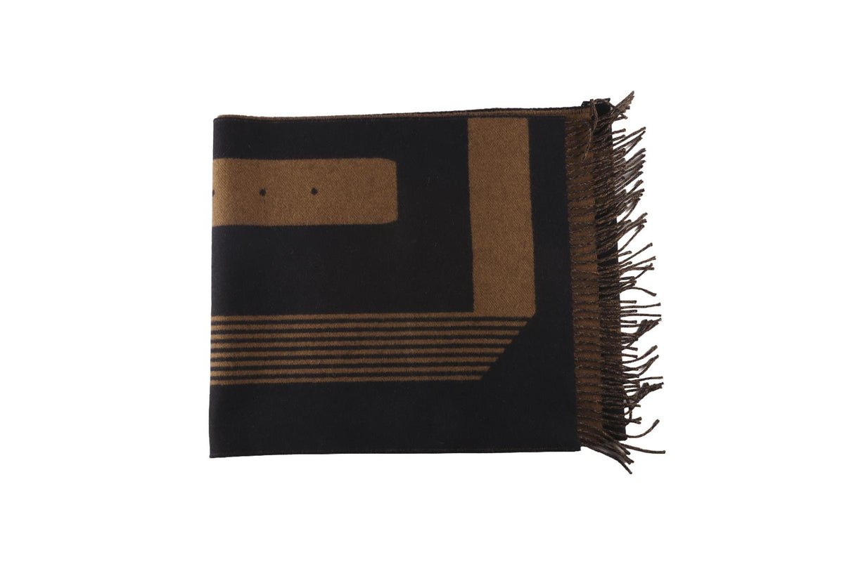 HERMÈS NAVY CASAQUE SANGLE A BOUCLE CASHMERE SCARF