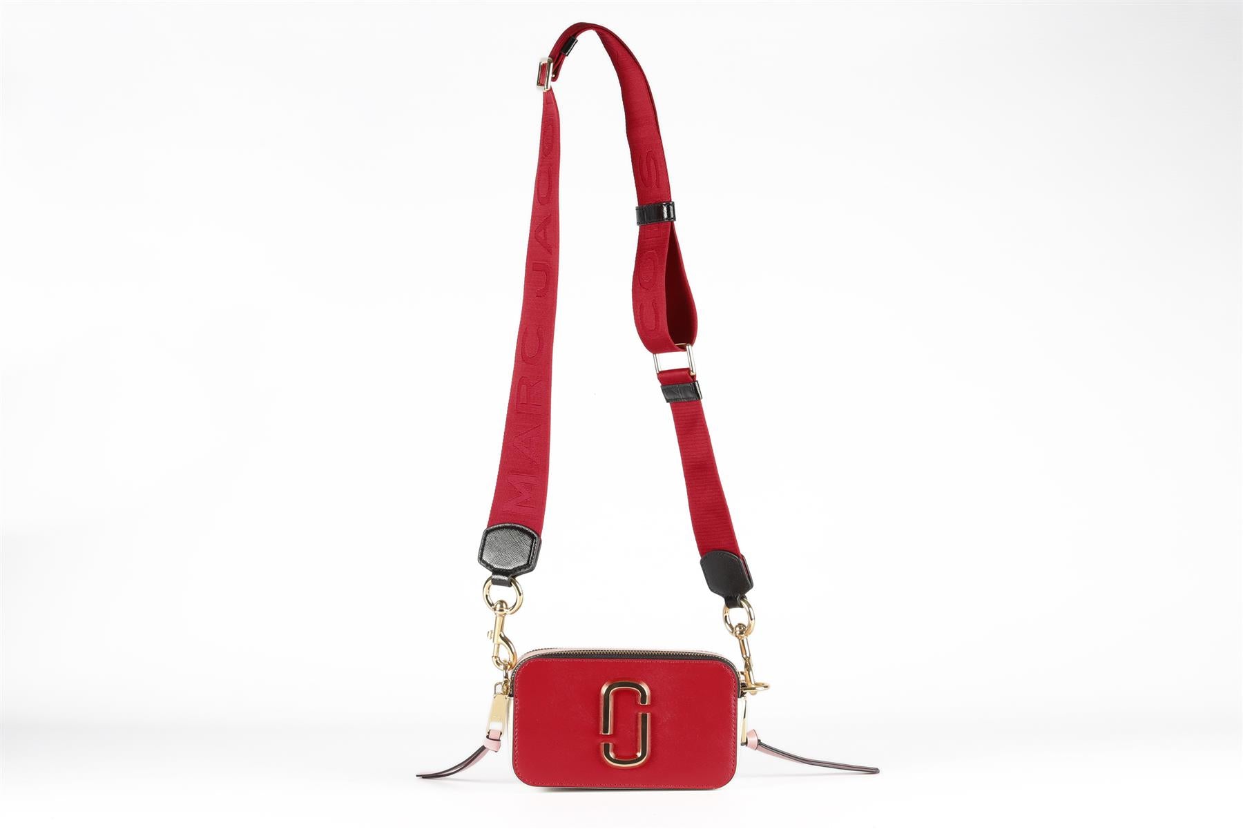 MARC JACOBS RED THE MARC JACOBS SNAPSHOT LEATHER SHOULDER BAG