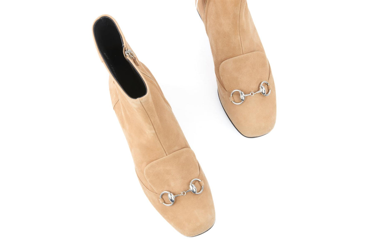 GUCCI TAN LILLIAN SUEDE ANKLE BOOTS EU 39.5 UK 6.5 US 9.5
