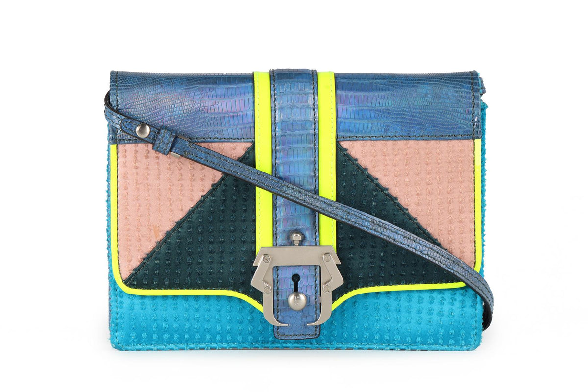 PAULA CADEMATORI BLUE LEATHER BAG