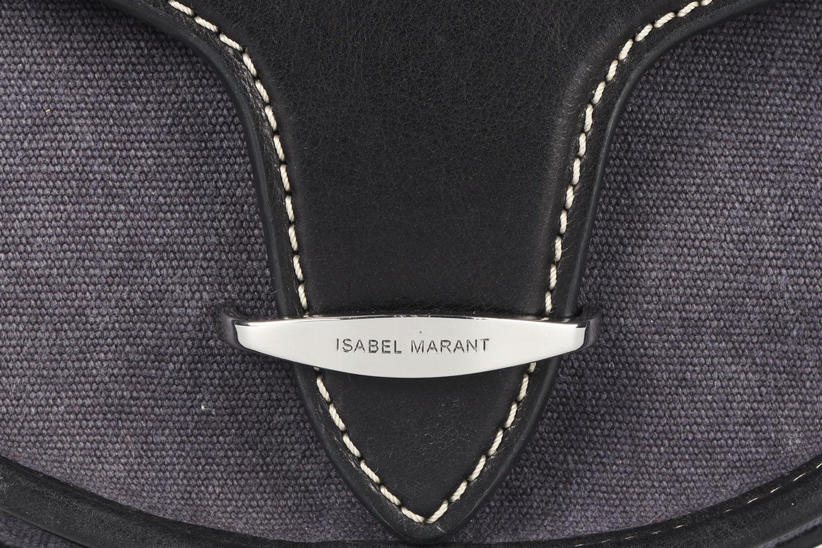 ISABEL MARANT BLUE BOTSY CANVAS AND LEATHER SHOULDER BAG