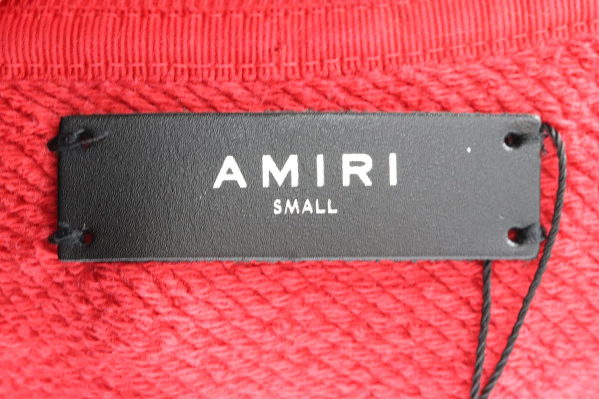 AMIRI DISTRESSED EMBROIDERED COTTON JERSEY SWEATSHIRT SMALL