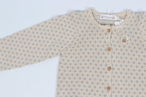 BONPOINT BEIGE AND BLUE KIDS GIRLS COTTON CARDIGAN 2 YEARS