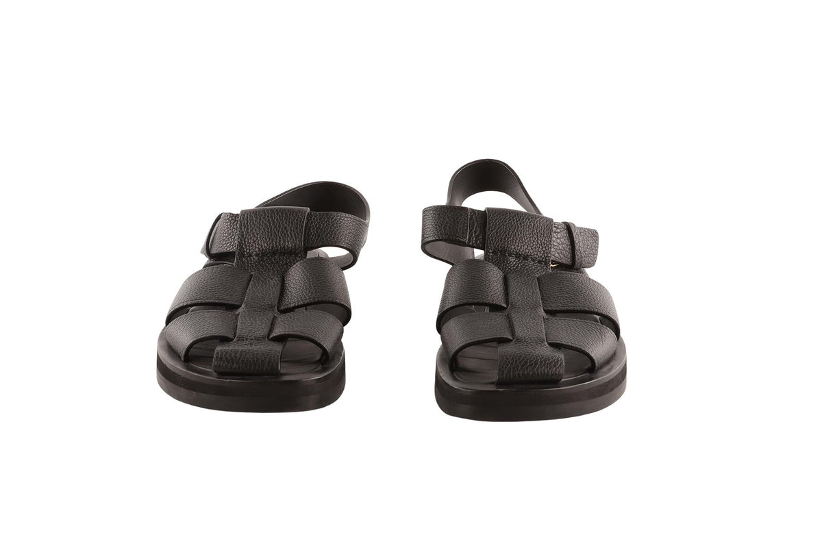 THE ROW BLACK FISHERMAN LEATHER SANDALS EU 38 UK 5 US 8