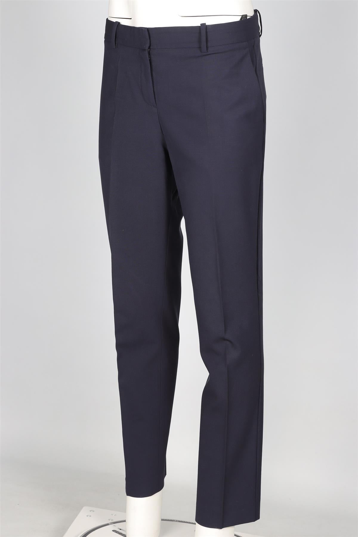 THEORY NAVY WOOL TAPERED TROUSERS UK 10 US 6