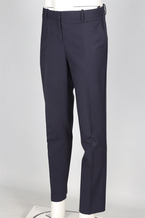 THEORY NAVY WOOL TAPERED TROUSERS UK 10 US 6