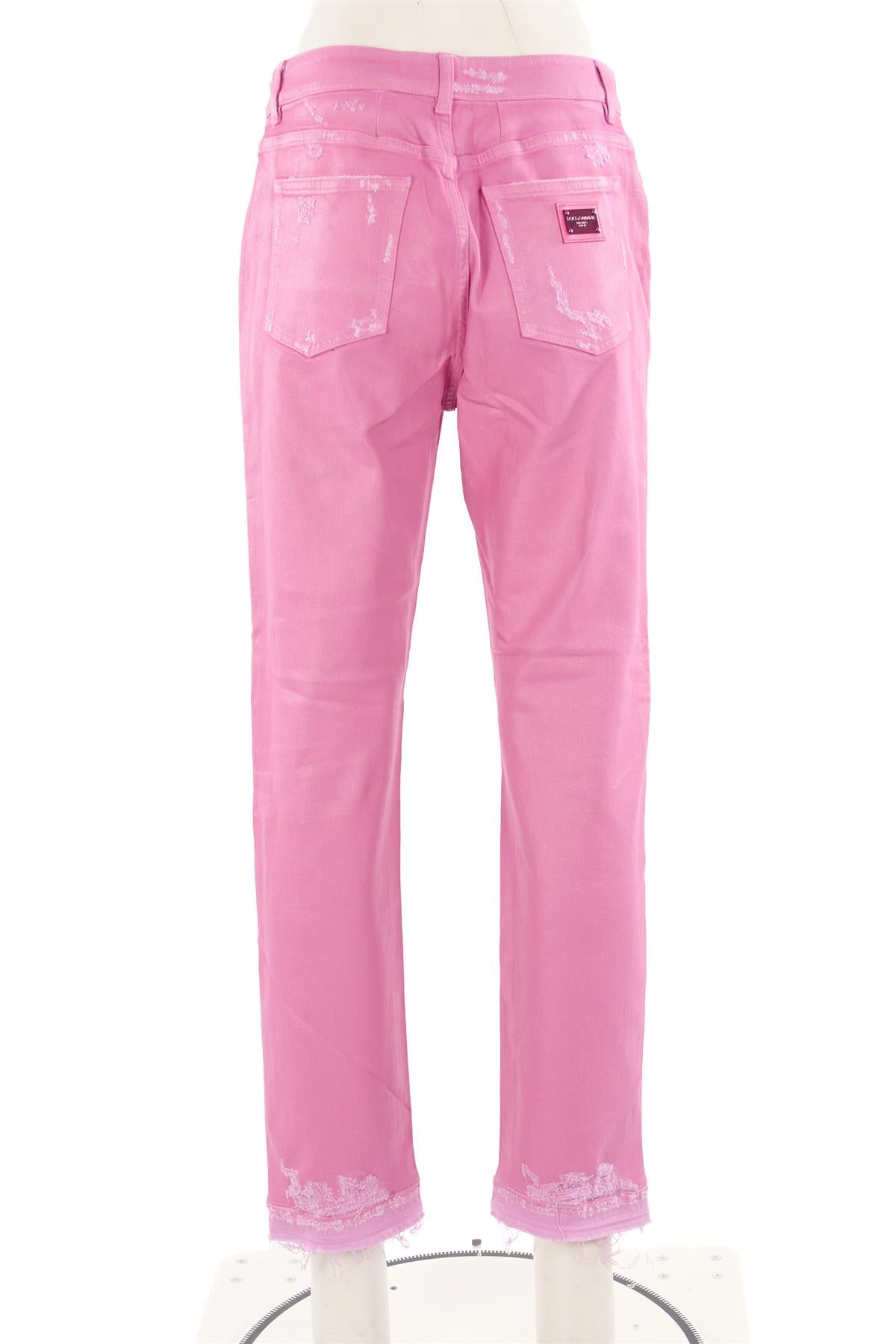 DOLCE & GABBANA PINK HIGH RISE STRAIGHT LEG JEANS IT 44 UK 12