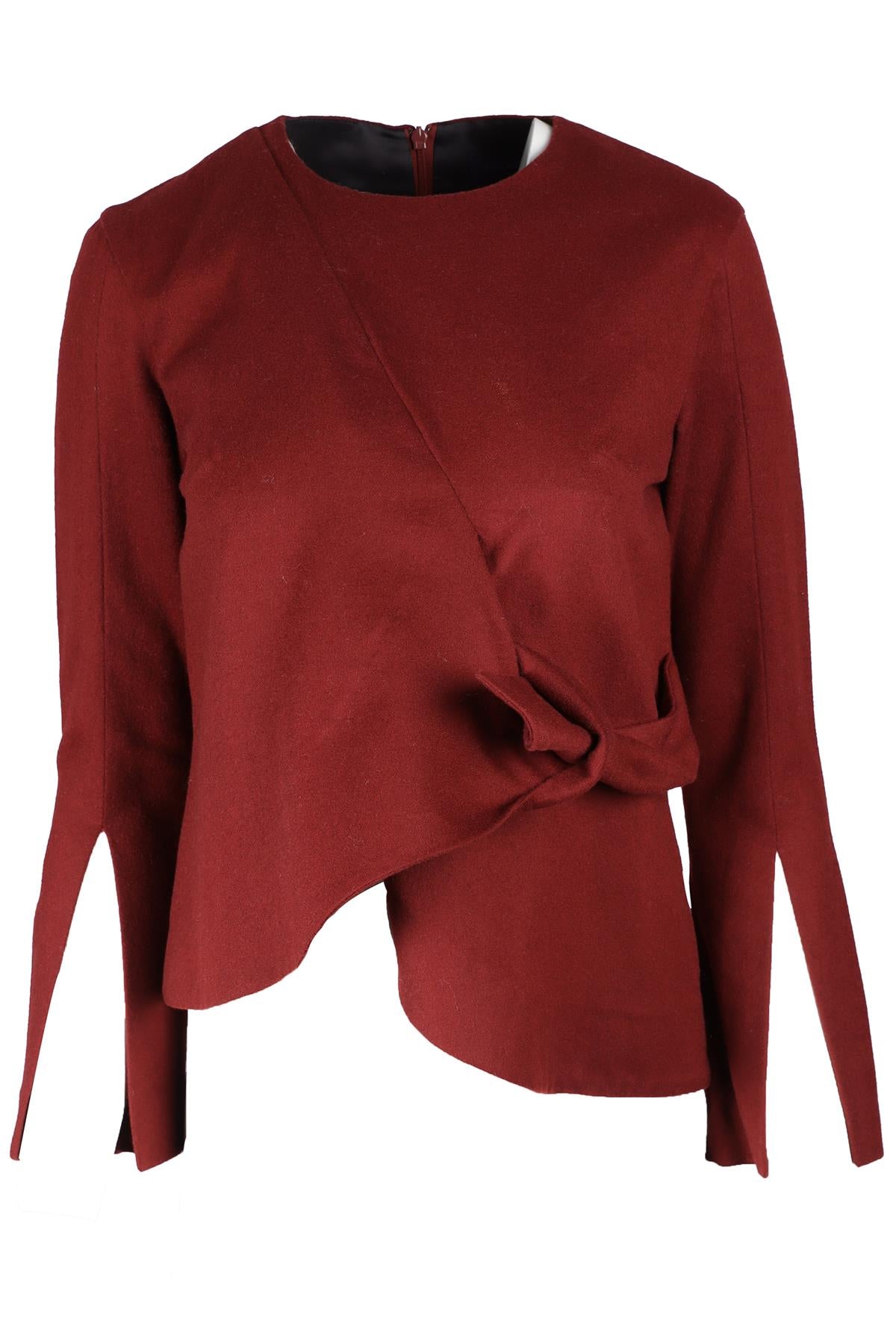 EUDON CHOI BURGANDY WOOL TOP IT 40 UK 8