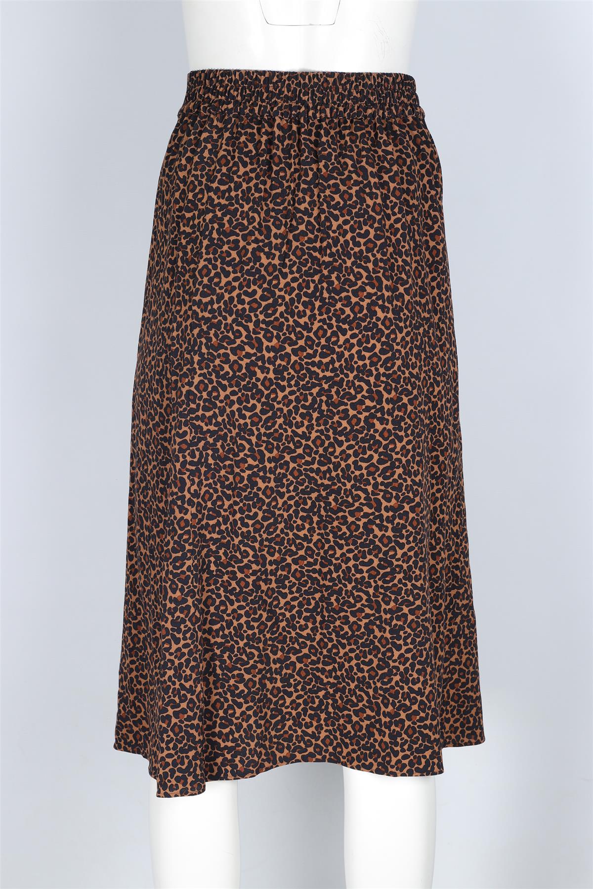 SEZANE BROWN VISCOSE MIDI SKIRT FR 44 UK 16