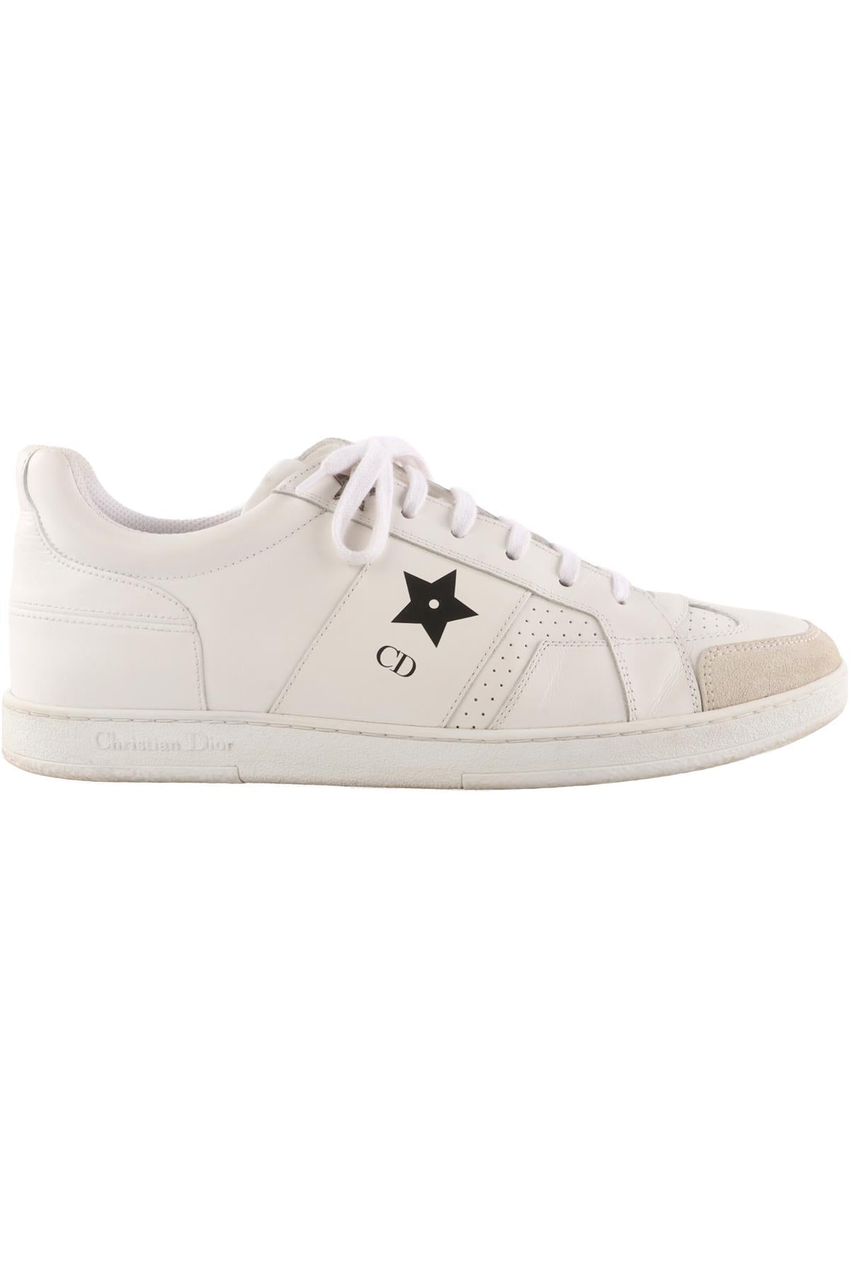CHRISTIAN DIOR WHITE STAR LEATHER SNEAKERS EU 40 UK 7 US 10