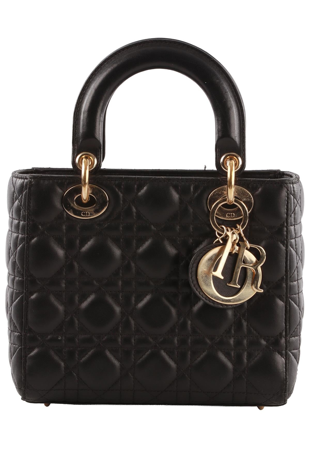 BLACK LADY DIOR MY ABCDIOR SMALL CANNAGE LEATHER TOTE BAG