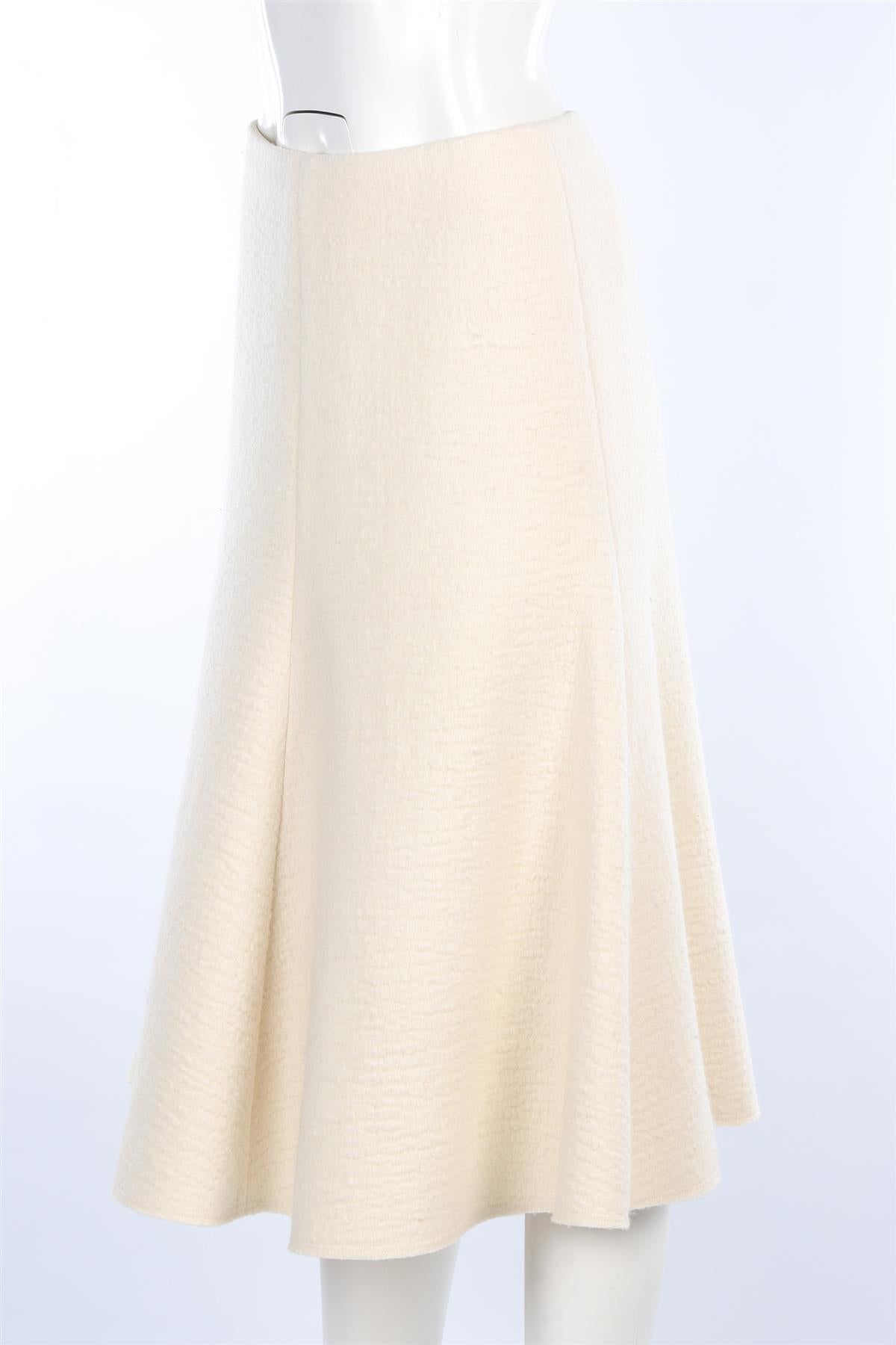 CHLOÉ CREAM WOOL MIDI SKIRT FR 36 UK 8