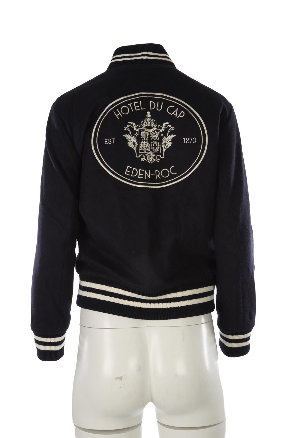 SPORTY & RICH NAVY WOOL BOMBER JACKET SMALL