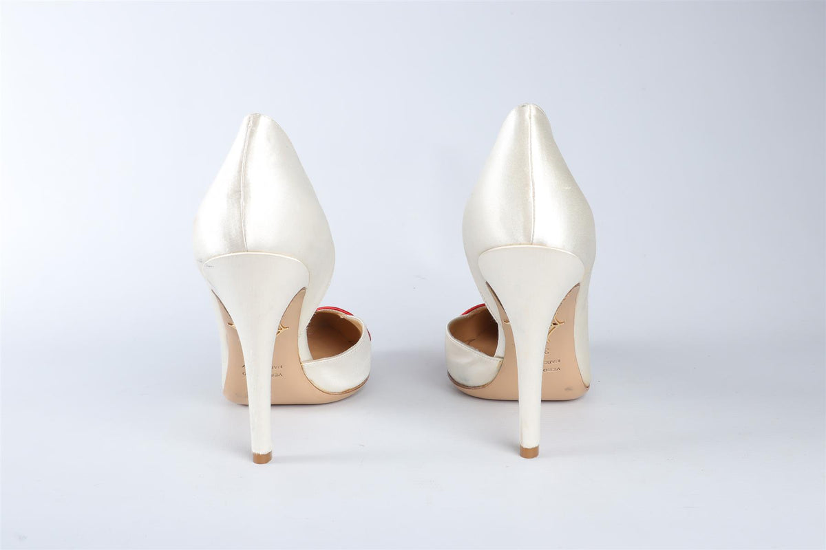 CHARLOTTE OLYMPIA WHITE SATIN PUMPS EU 37.5 UK 4.5 US 7.5