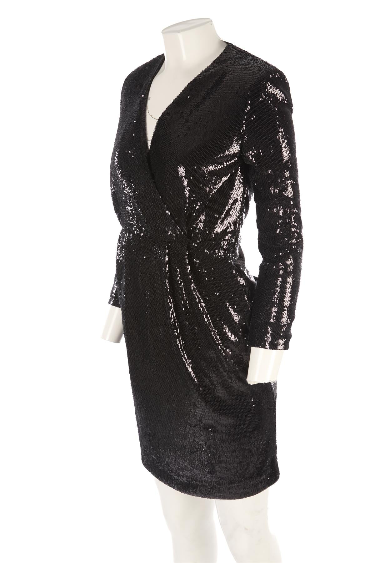 P.A.R.O.S.H BLACK SEQUIN MINI DRESS XSMALL