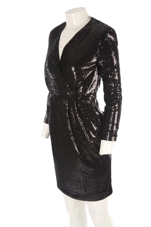 P.A.R.O.S.H BLACK SEQUIN MINI DRESS XSMALL