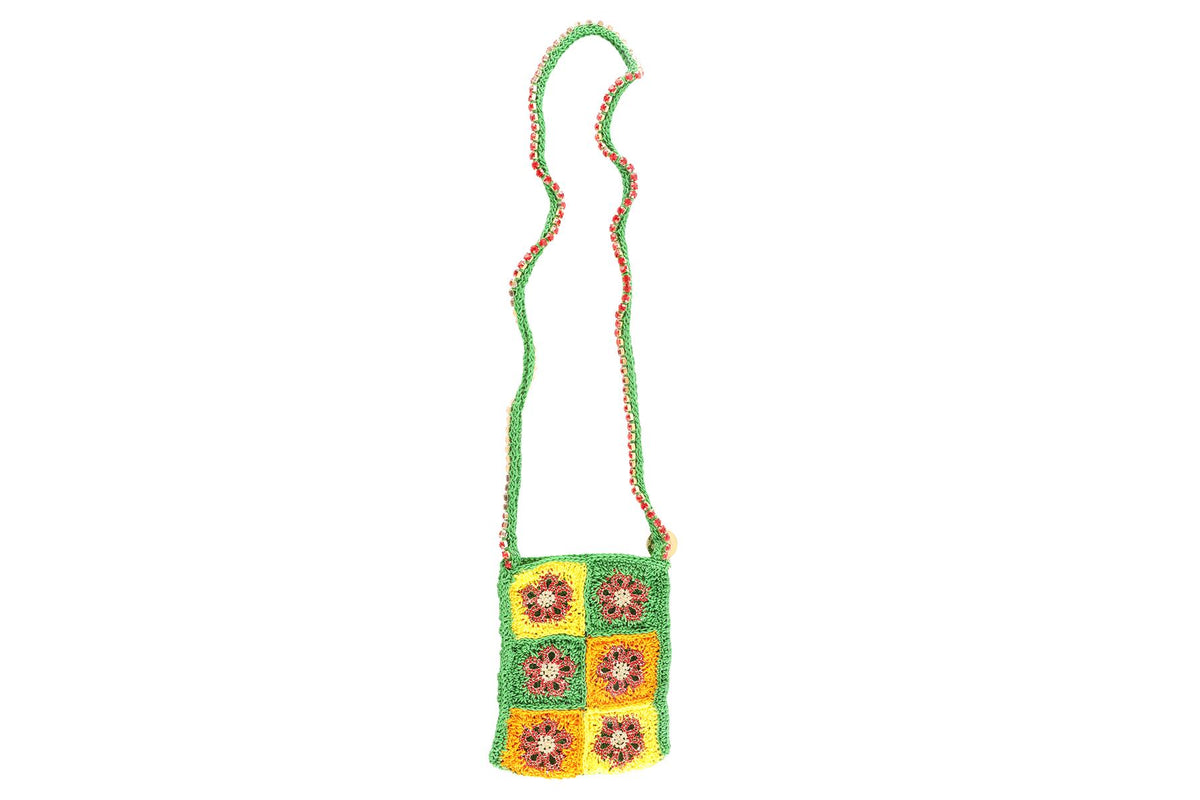 ROSANTICA MULTI CRYSTAL AND CROCHET SHOULDER BAG