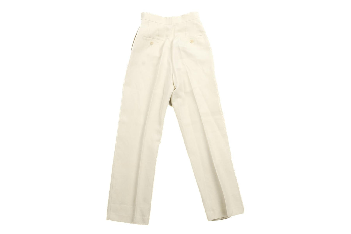 RAEY IVORY COTTON STRAIGHT LEG PANTS UK 6