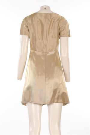 ALEXANDER MCQUEEN GOLD 2006 SILK MINI DRESS IT 42 UK 10