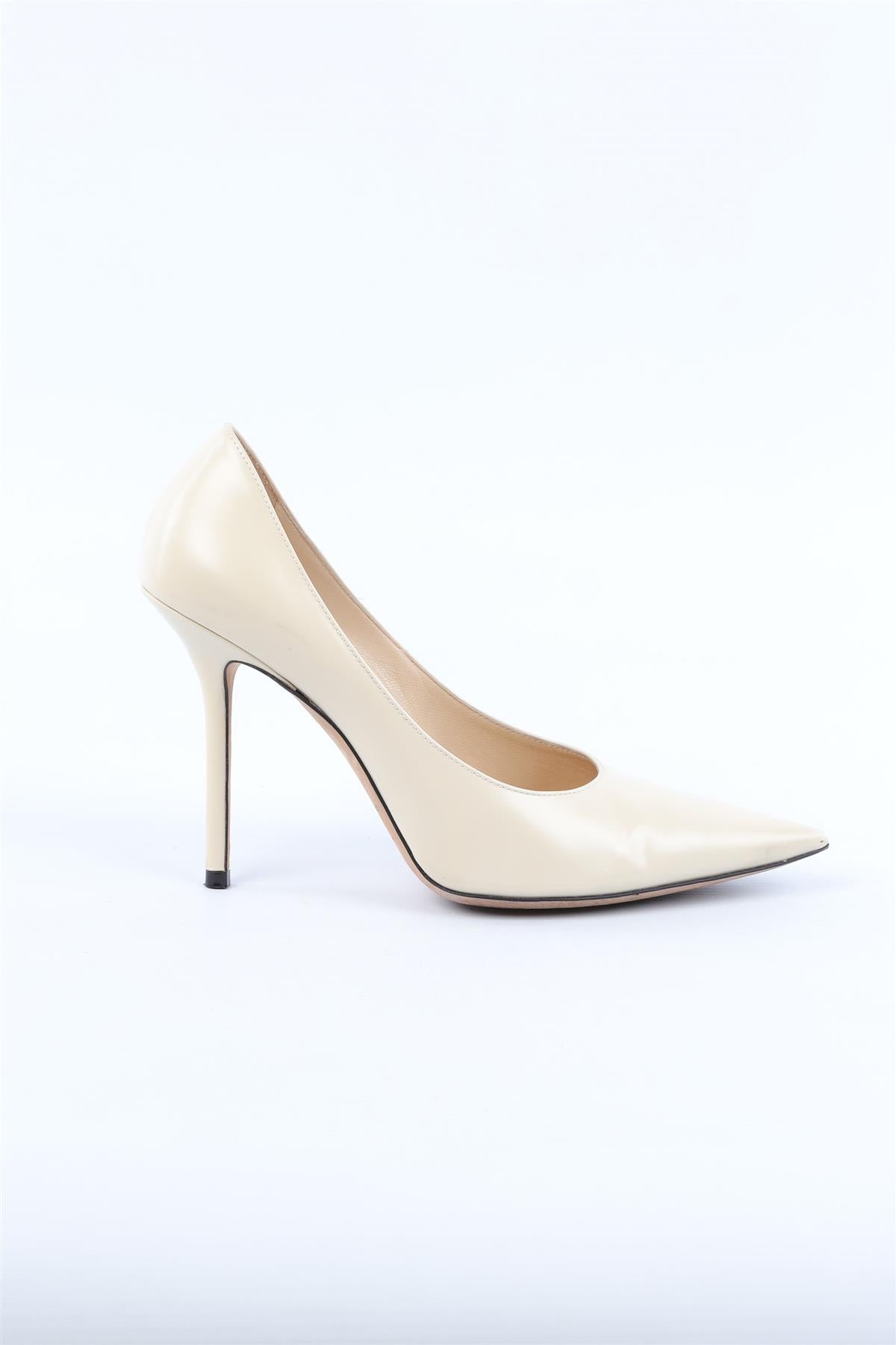 JIMMY CHOO CREAM LEATHER PUMPS EU 38.5 UK 5.5 US 8.5