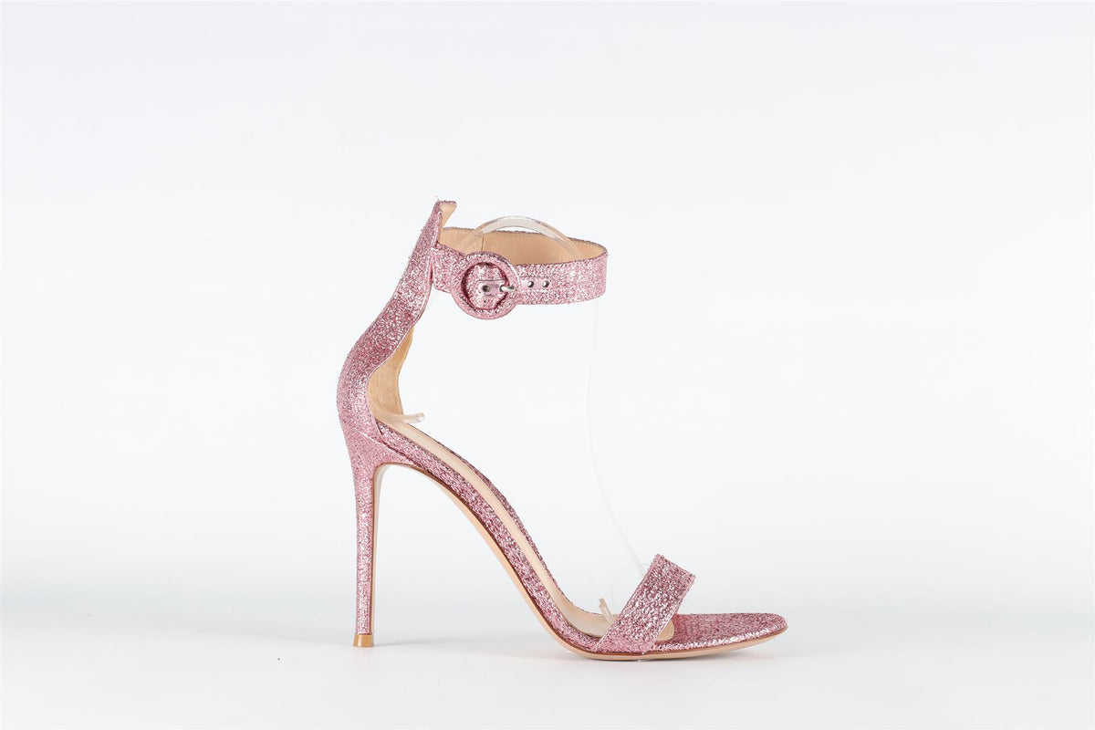 GIANVITO ROSSI PINK FABRIC SANDALS EU 38.5 UK 5.5 US 8.5
