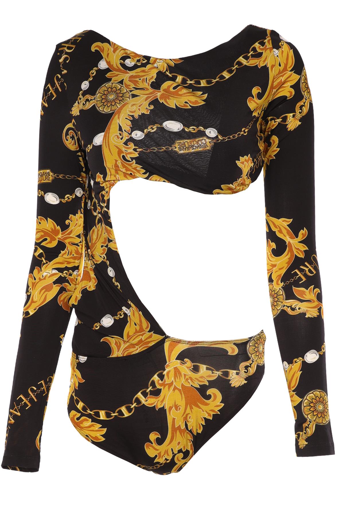 VERSACE JEANS COUTURE BLACK JERSEY BODYSUIT IT 42 UK 10