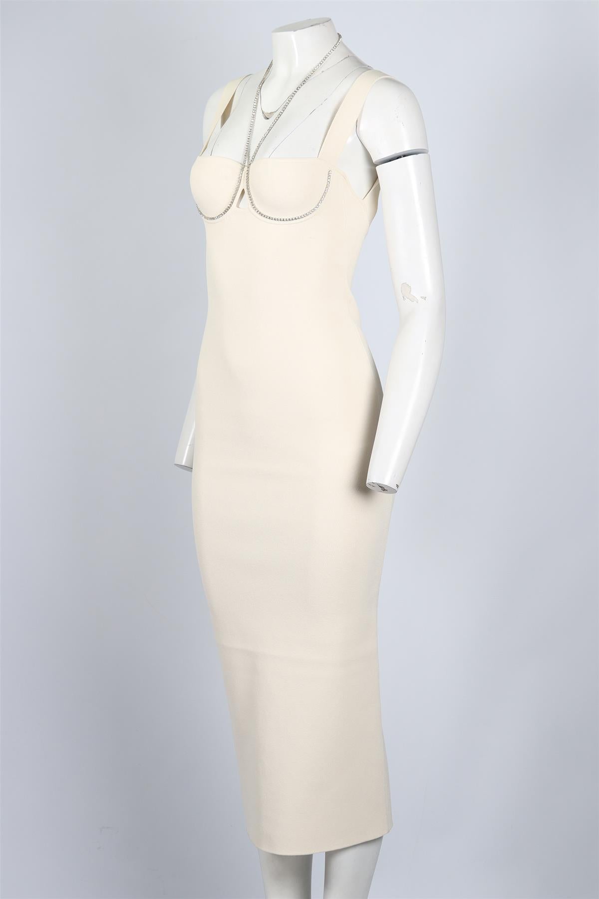 GALVAN LONDON CRYSTAL AND KNIT MIDI DRESS SMALL