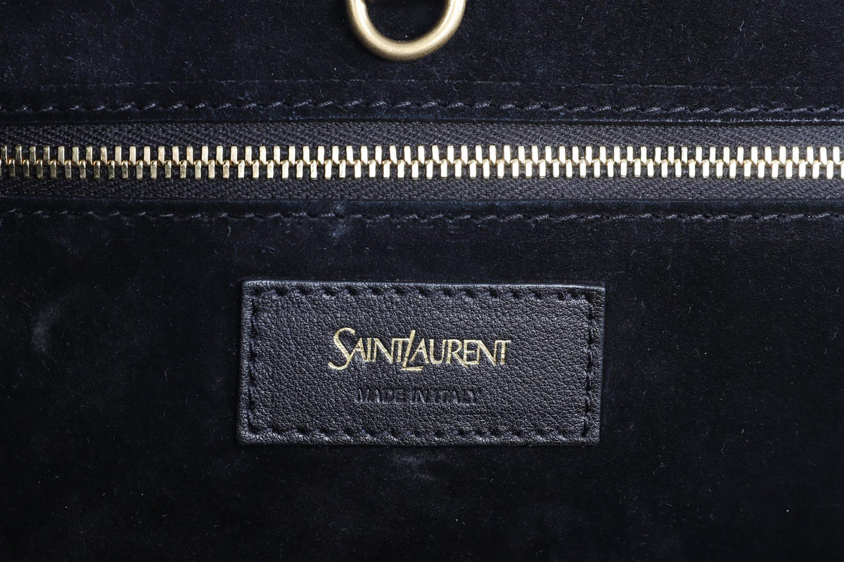 SAINT LAURENT BLACK Y LEATHER TOTE BAG