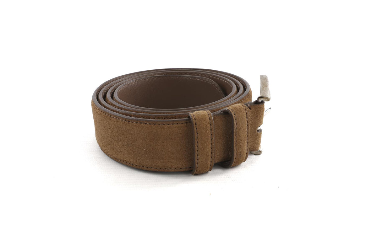 LORO PIANA TAN MEN'S SUEDE BELT 100CM