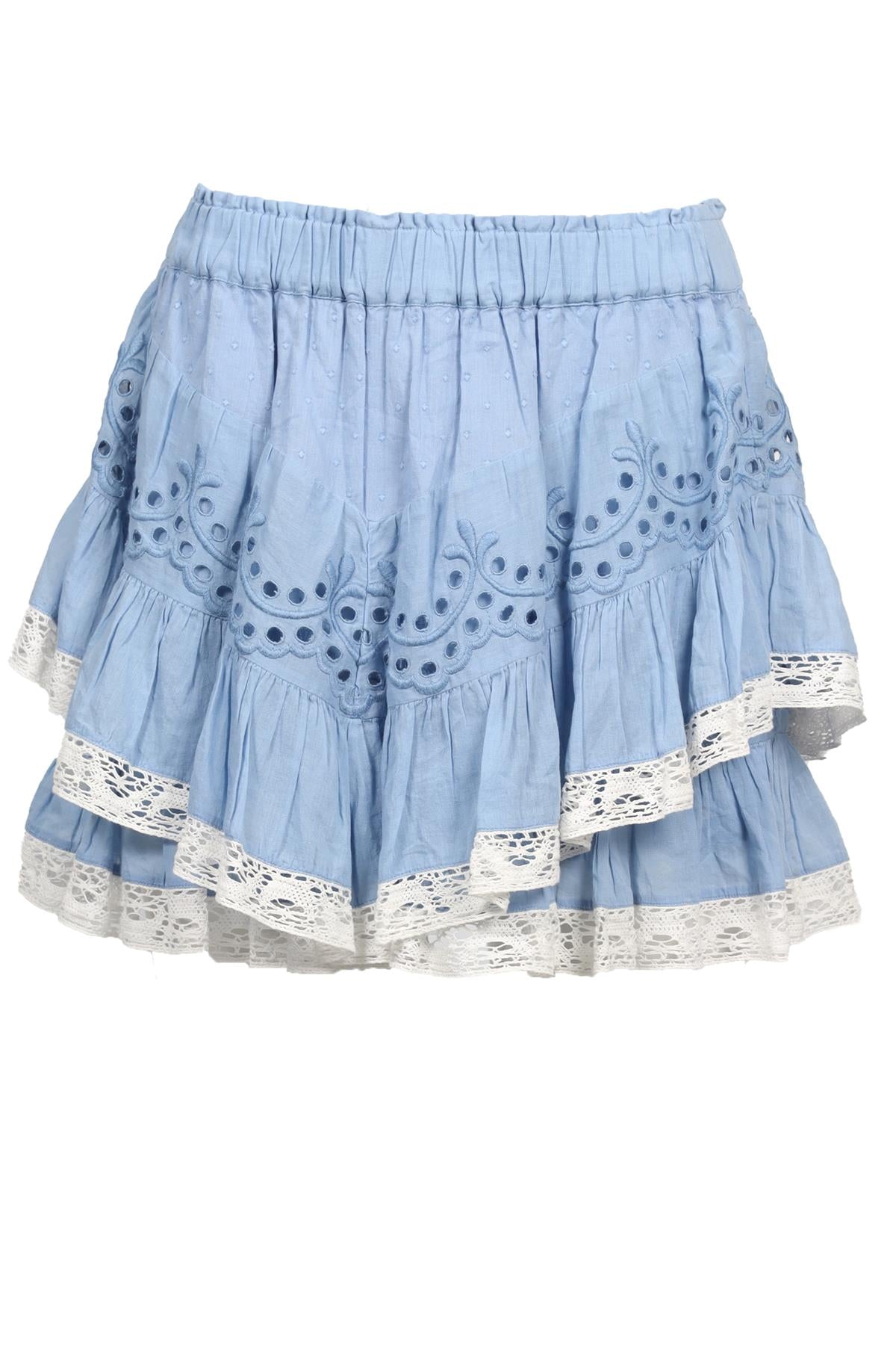 LOVESHACKFANCY BLUE COTTON MINI SKIRT SMALL