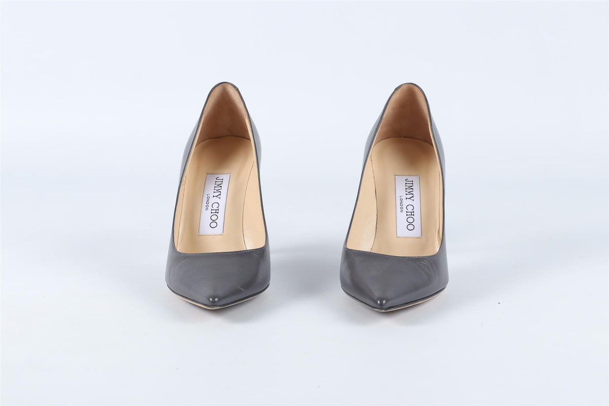 JIMMY CHOO GREY LEATHER PUMPS EU 34 UK 1 US 4