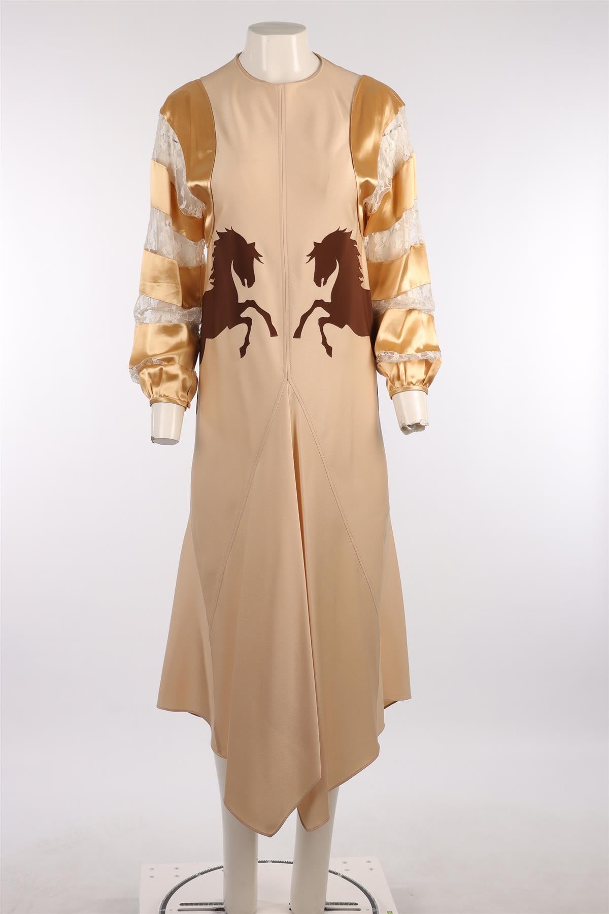 CHLOÉ BEIGE SATIN MAXI DRESS FR 38 UK 10