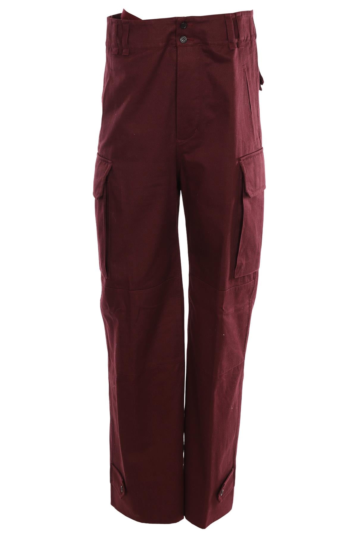 SAINT LAURENT BURGUNDY COTTON WIDE LEG PANTS FR 36 UK 8