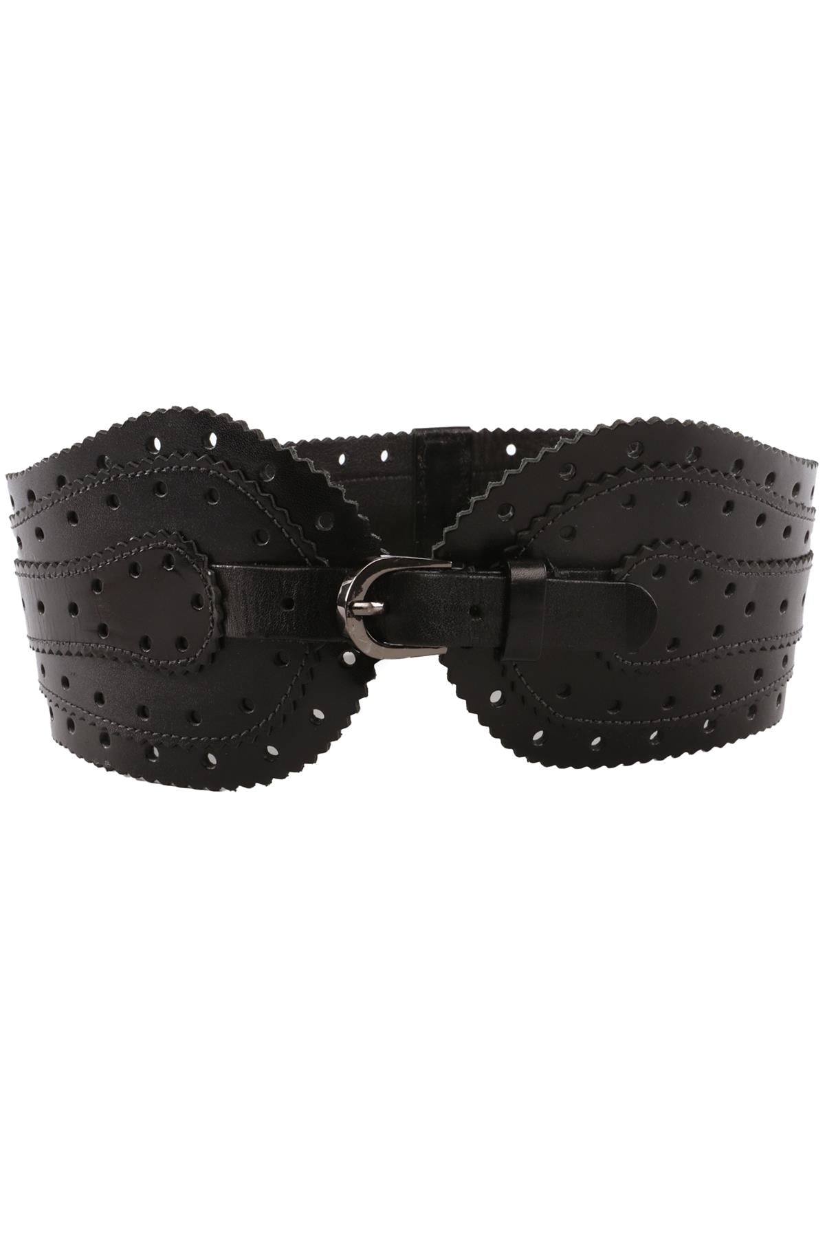 OSCAR DE LA RENTA BLACK LEATHER WAIST BELT SMALL