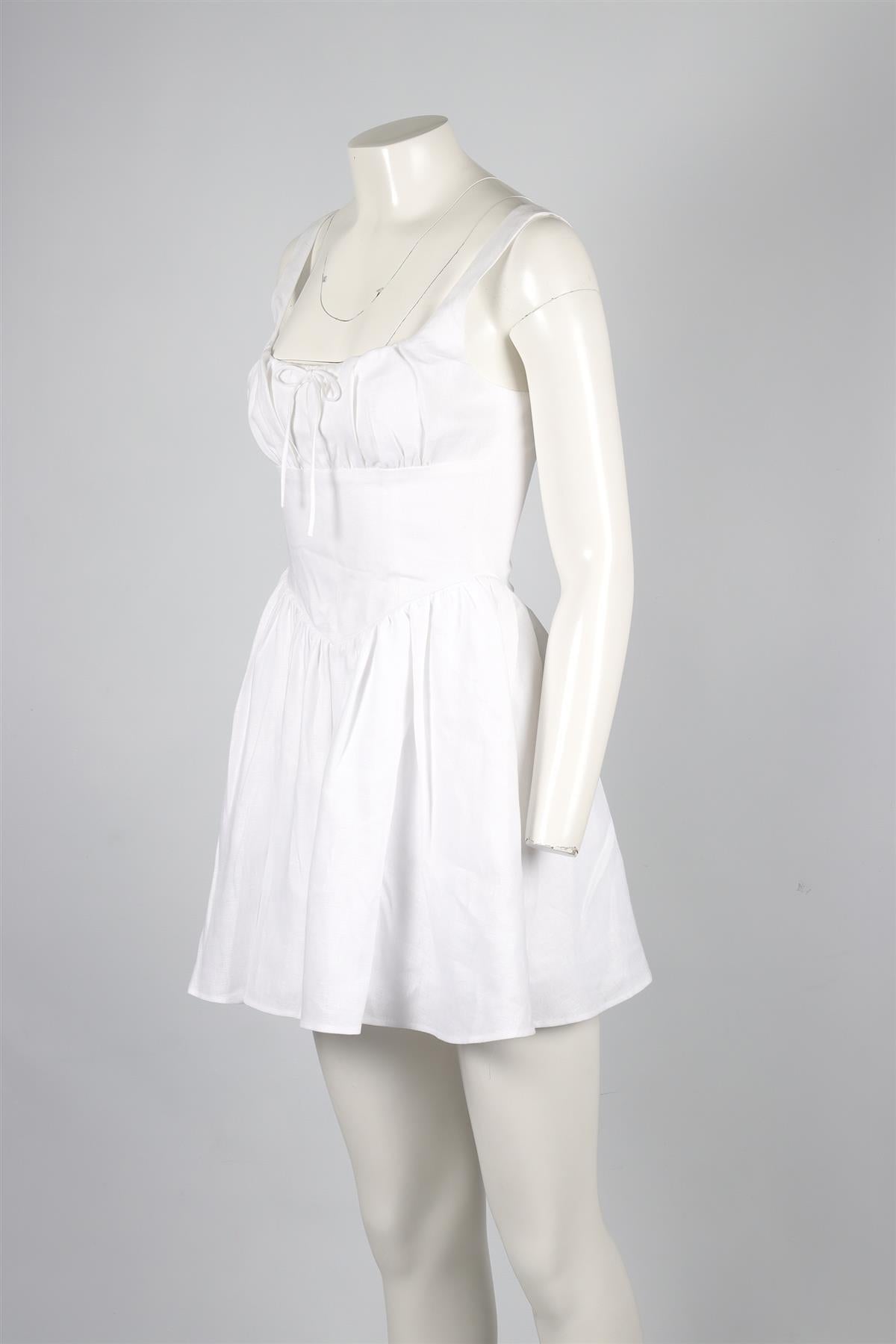 REFORMATION WHITE LINEN MINI DRESS US 2 UK 6