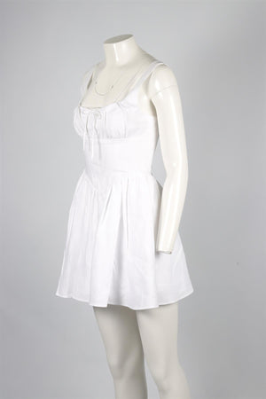 REFORMATION WHITE LINEN MINI DRESS US 2 UK 6