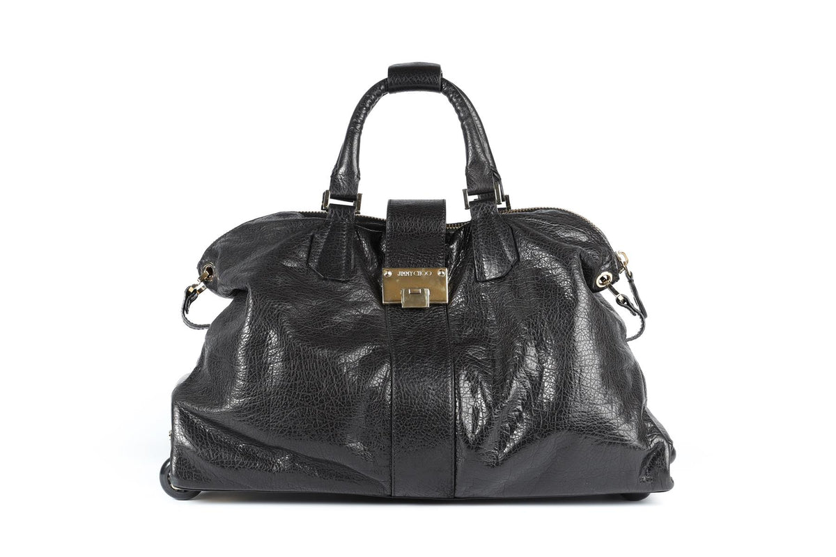 JIMMY CHOO BLACK RAPHAEL LEATHER SUITCASE