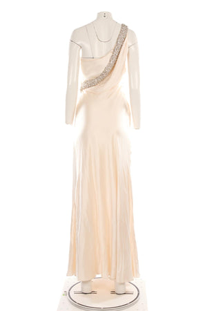 COLLETTE DINNIGAN CREAM SILK MAXI DRESS XSMALL