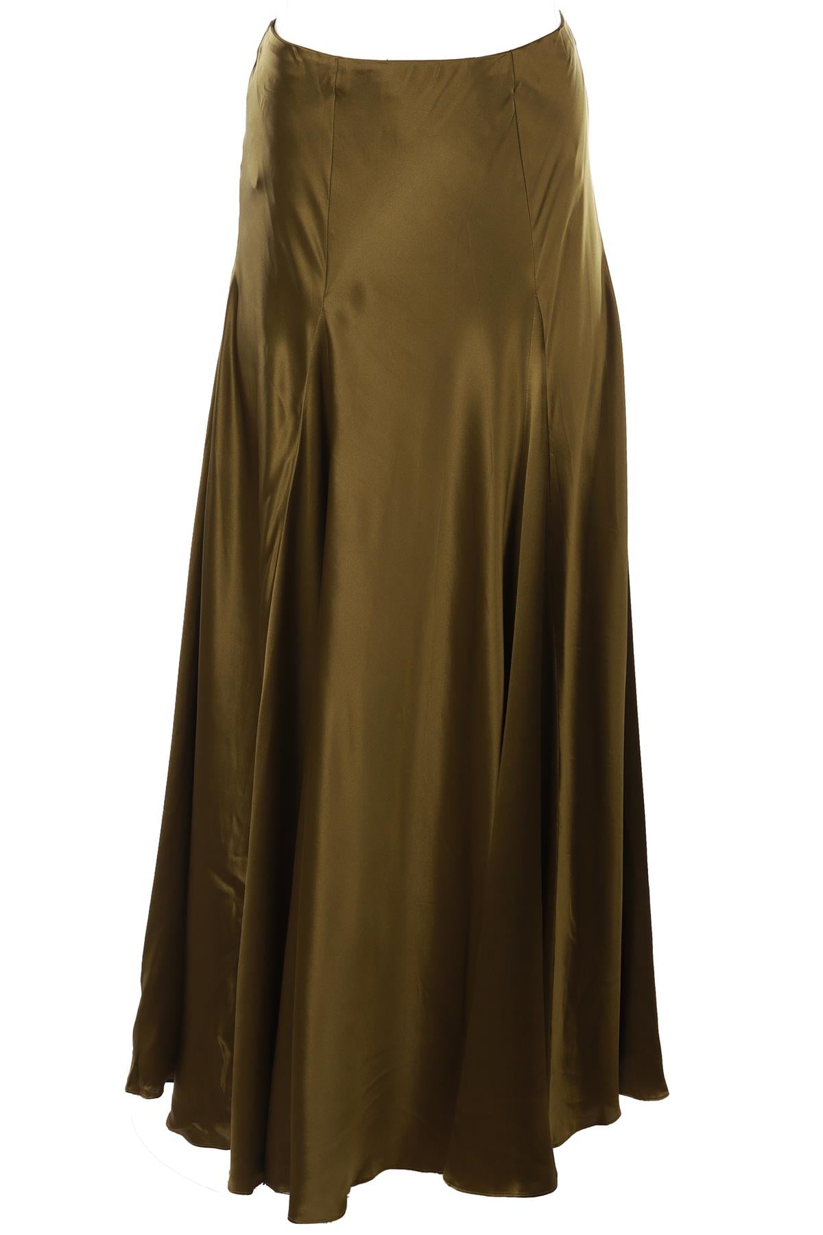REFORMATION GREEN SILK MAXI SKIRT US 2 UK 6