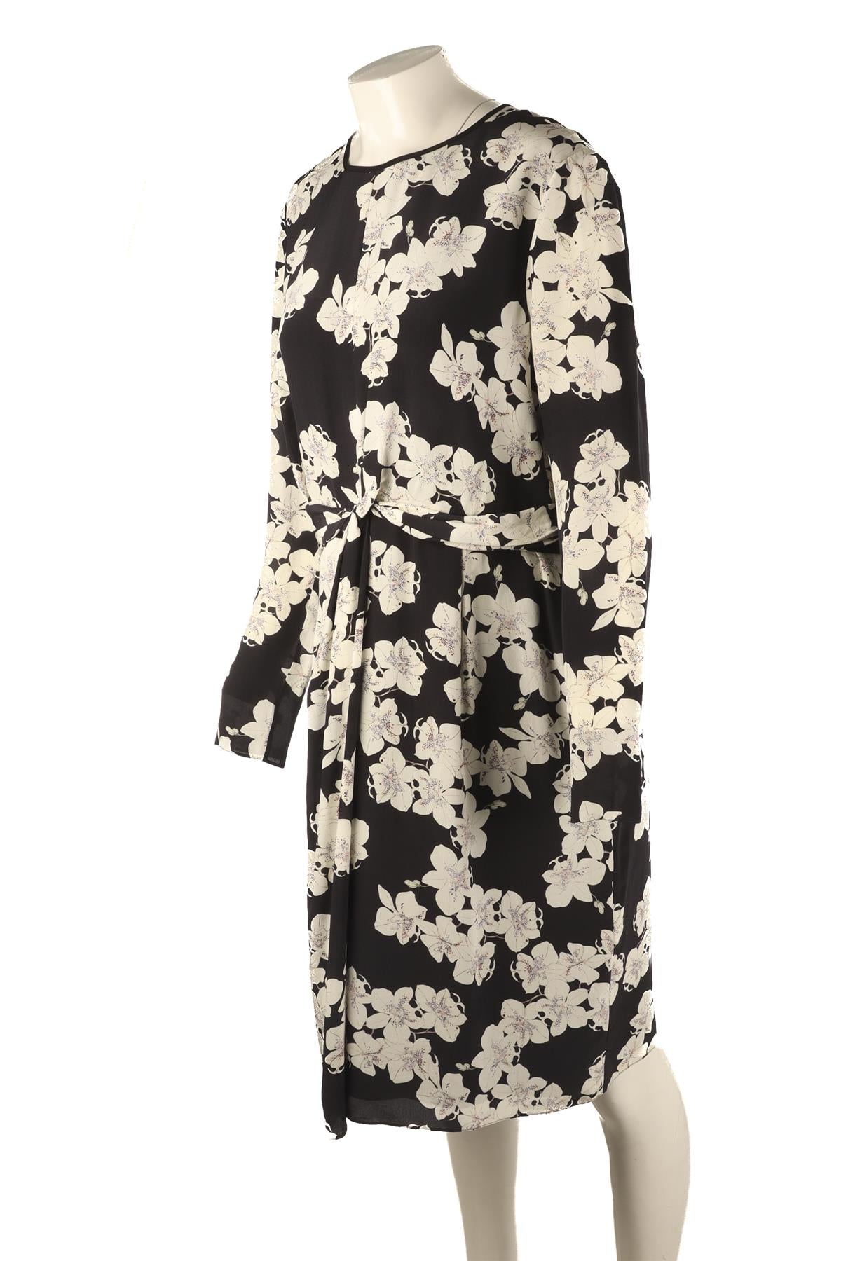 ERDEM NAVY SILK MIDI DRESS UK 16