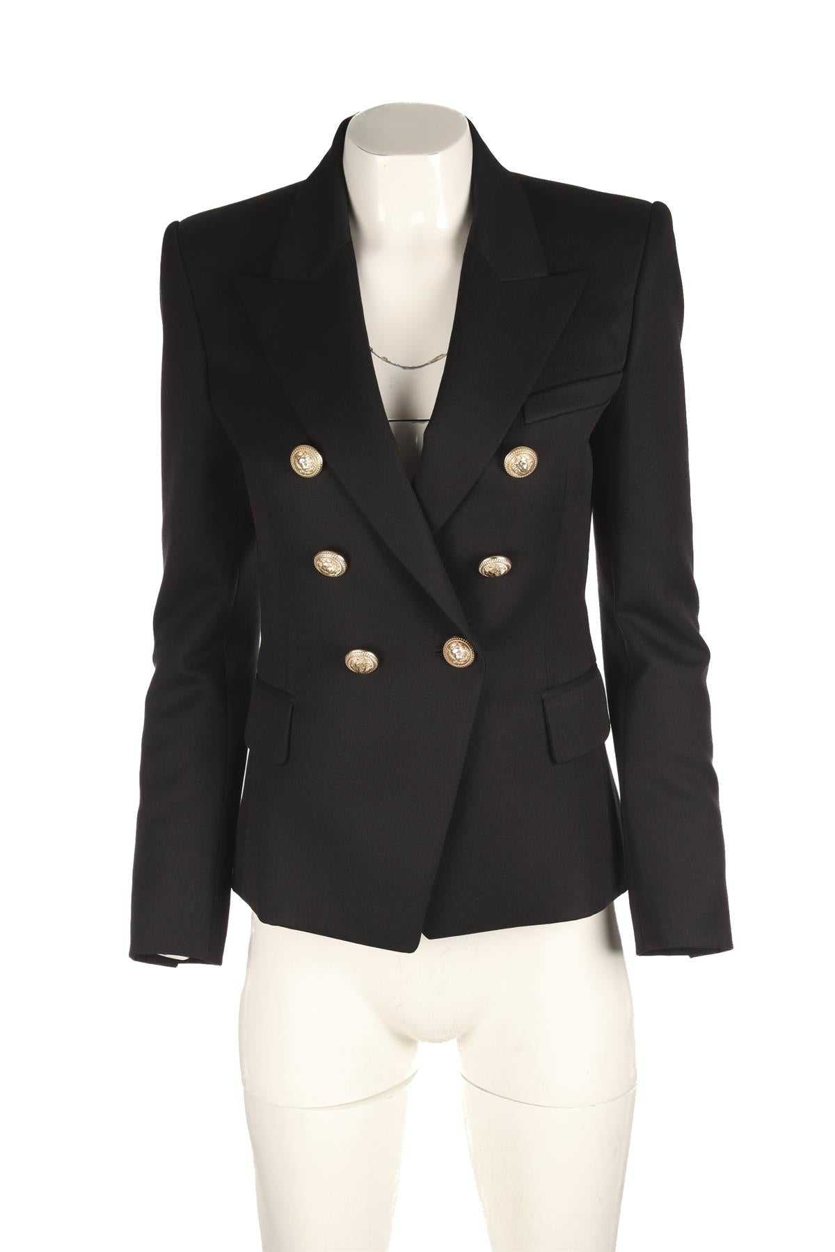 BALMAIN BLACK WOOL JACKET FR 38 UK 10