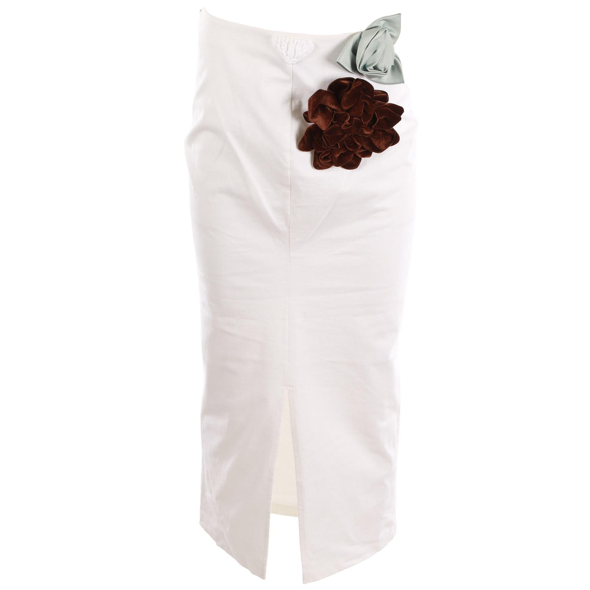 PRADA WHITE COTTON MIDI SKIRT IT 42 UK 10