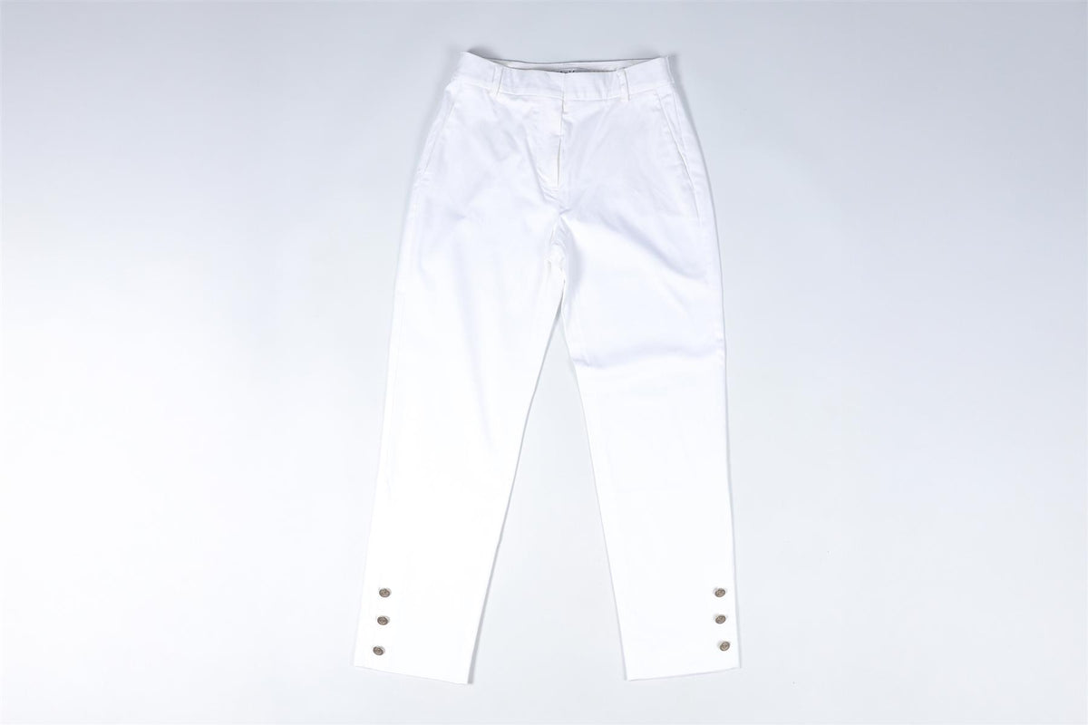 MAX MARA WHITE COTTON STRAIGHT LEG PANTS XSMALL