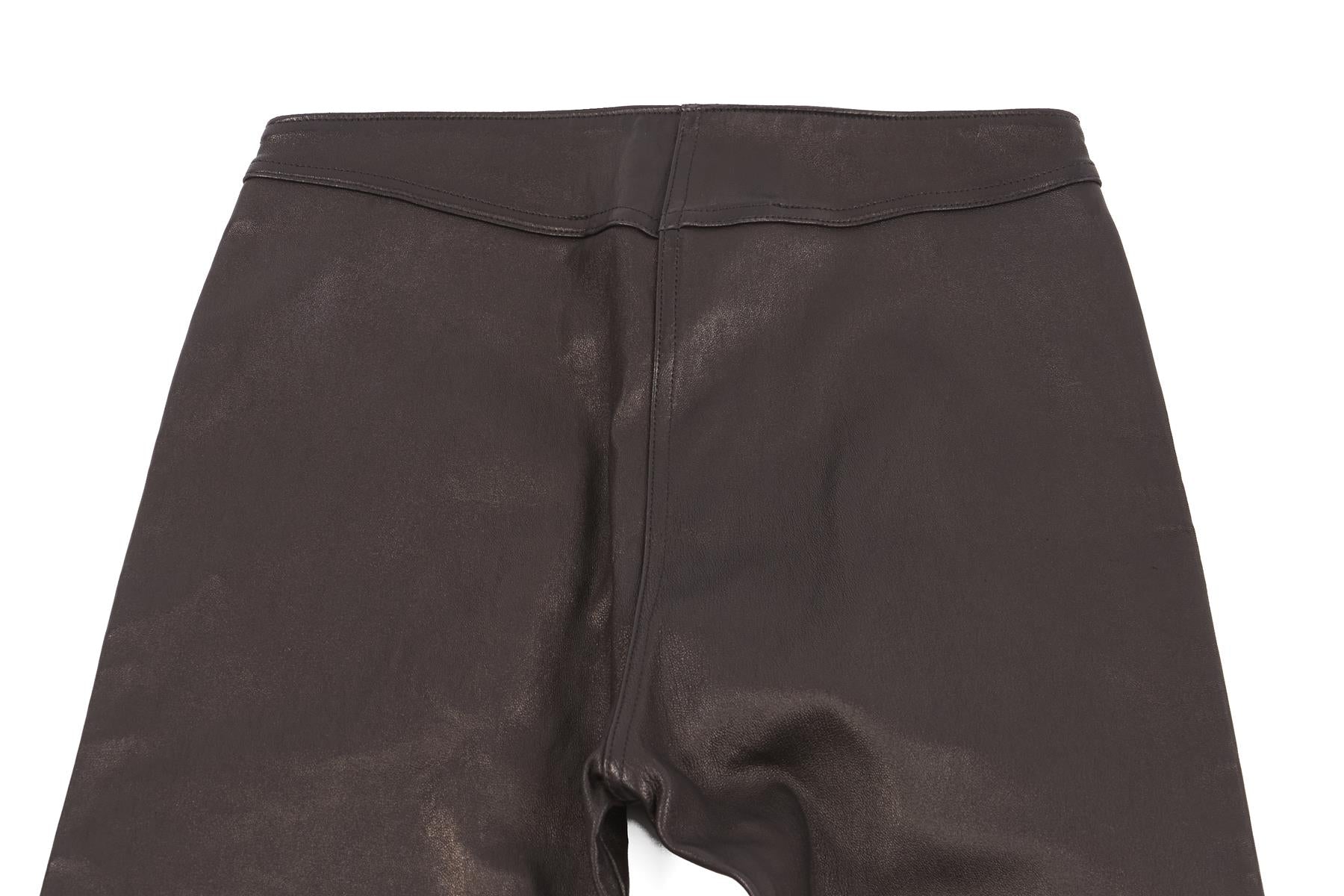 JITROIS BLACK LEATHER FLARED PANTS FR 34 UK 6